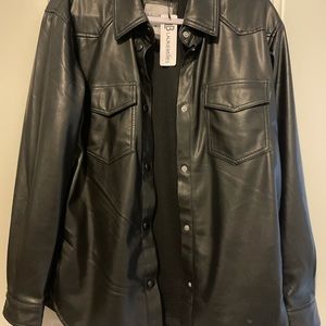 Black leather shacket